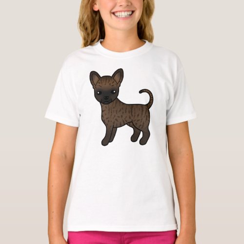 Brindle Smooth Coat Chihuahua Cute Cartoon Dog T_Shirt