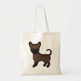 Brindle Smooth Coat Chihuahua Cute Cartoon Dog Tote Bag
