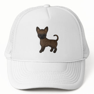 Brindle Smooth Coat Chihuahua Cute Cartoon Dog Trucker Hat