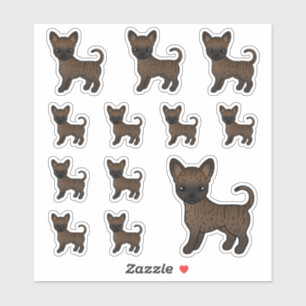 Brindle Smooth Coat Chihuahua Cute Cartoon Dogs Sticker