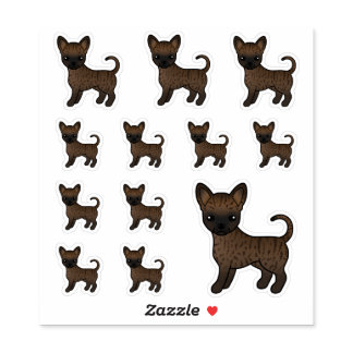 Brindle Smooth Coat Chihuahua Cute Cartoon Dogs Sticker