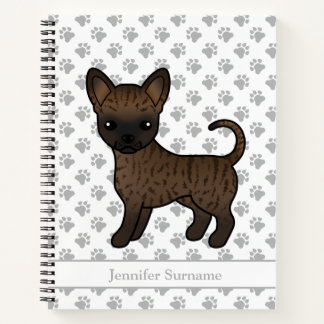 Brindle Smooth Coat Chihuahua Dog &amp; Custom Text Notebook