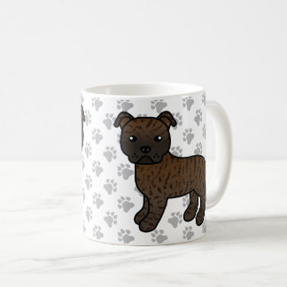 Brindle Staffordshire Bull Terrier Cartoon Dog Coffee Mug