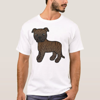 Brindle Staffordshire Bull Terrier Cartoon Dog T-Shirt