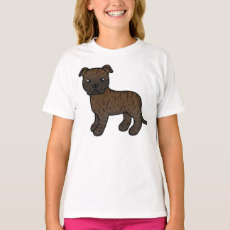 Brindle Staffordshire Bull Terrier Cartoon Dog T-Shirt