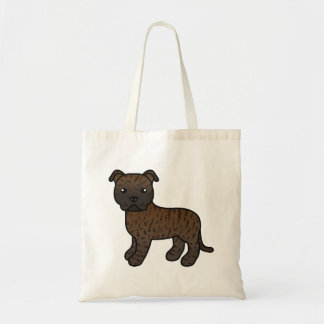 Brindle Staffordshire Bull Terrier Cartoon Dog Tote Bag