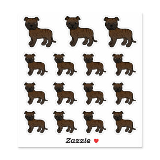 Brindle Staffordshire Bull Terrier Cartoon Dogs Sticker