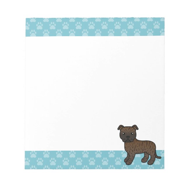 Brindle Staffordshire Bull Terrier Dog Notepad (Front)
