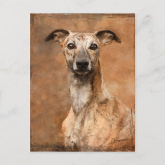Brindle Whippet Dog Holiday Postcard