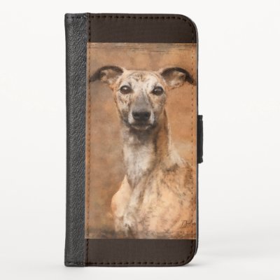 Brindle Whippet Dog iPhone X Wallet Case