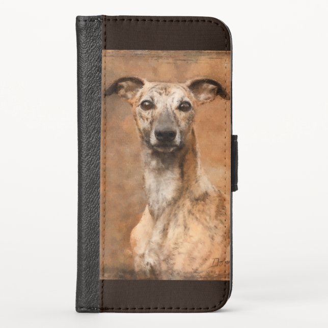 Brindle Whippet Dog iPhone Wallet Case (Front)