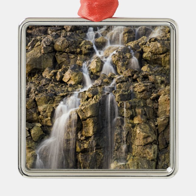 Brine falls from volcanic rock drop off metal ornament (Front)