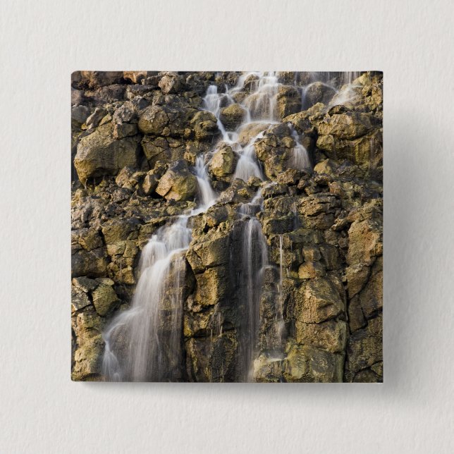 Brine falls from volcanic rock drop off pinback button (Front)
