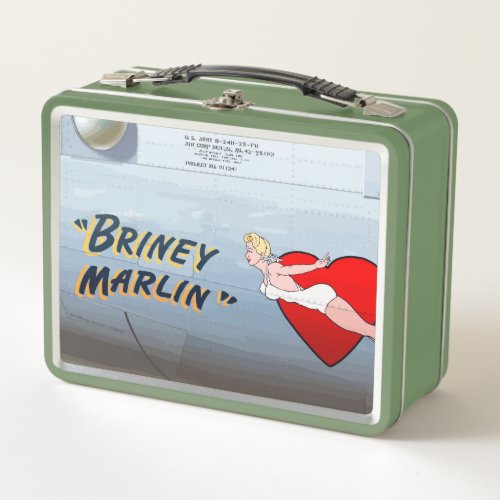 Briney Marlin B_24 Nose Art Vintage Fuselage Metal Lunch Box