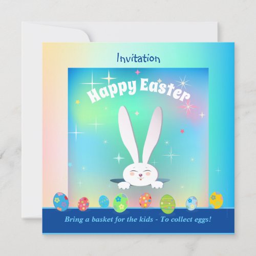 Bring a basket for the kids To collect eggs Easter Invitation