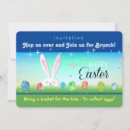 Bring a basket for the kids To collect eggs Easter Invitation