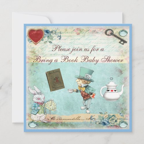 Bring a Book Alice in Wonderland Baby Shower Invitation