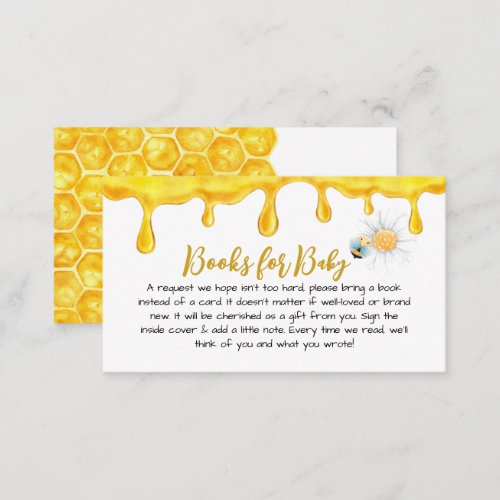 Bring A Book Baby Girl Shower Honey Bee Enclosure Card