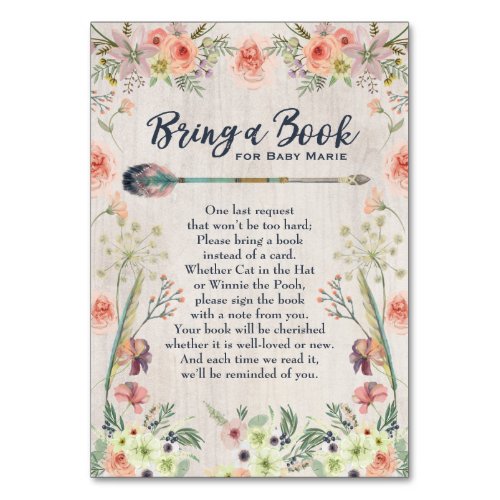 Bring a Book Baby Girl Shower Insert Card