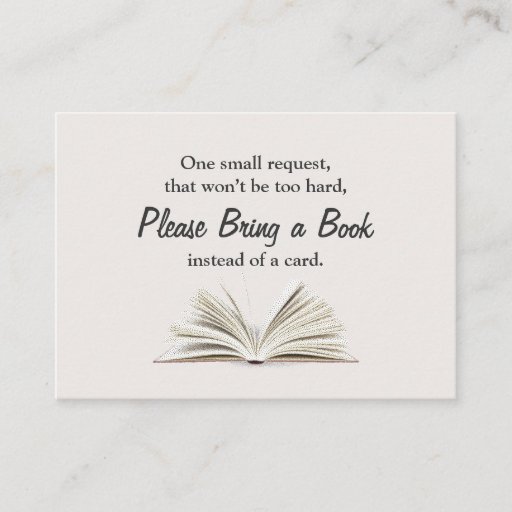 Customizable Simple Bring a Book Baby Shower Insert Business Cards