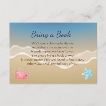 Bring A Book Baby Shower Card- Beach Theme Enclosure Card by AestheticJourneys at Zazzle
