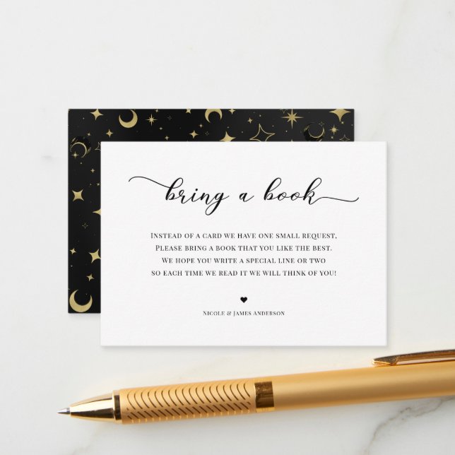 Bring a Book Baby Shower Enclosure Celestial  Card (Front/Back In Situ)