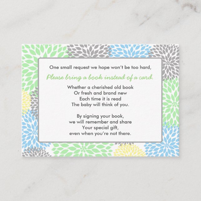 Bring a Book Baby Shower insert card neutral gend (Front)