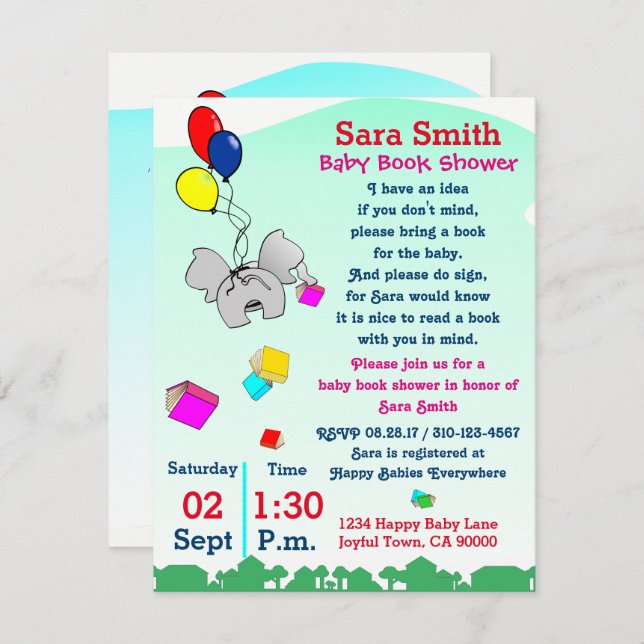 Bring A Book Baby Shower Invitation (Front/Back)