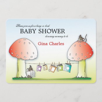 Bring A Book Baby Shower Invitation by OrangeOstrichDesigns at Zazzle