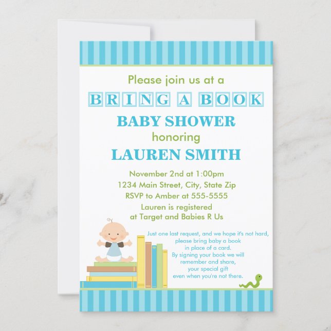 Bring A Book Baby Shower Invitation 5x7 Card (Front)