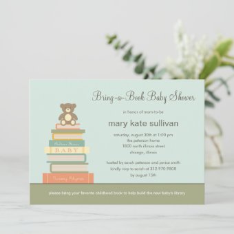 Bring A Book Baby Shower Invitation (Blue) | Zazzle