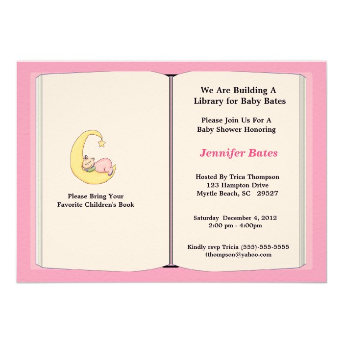 Bring a Book Baby Shower Invitation (Girl)