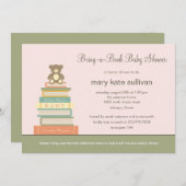 Bring A Book Baby Shower Invitation (Pink) (Front/Back)