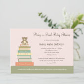 Bring A Book Baby Shower Invitation (Pink) (Standing Front)