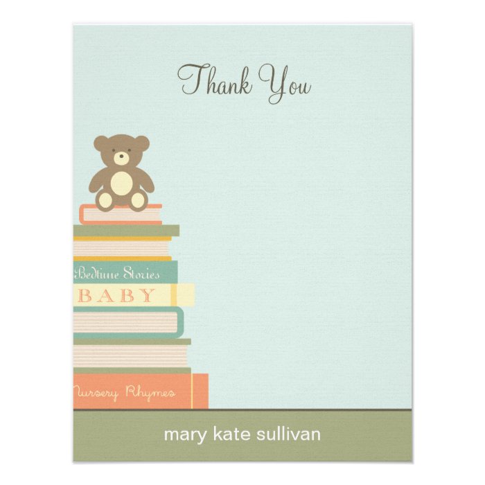 Bring A Book Baby Shower Thank You Cards (Blue) Custom Invites