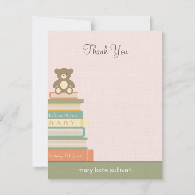 Bring A Book Baby Shower Thank You Cards (Pink) (Front)