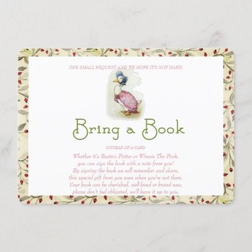 Bring a Book Beatrix Potter Red Flowers Custom Enclosure Card
