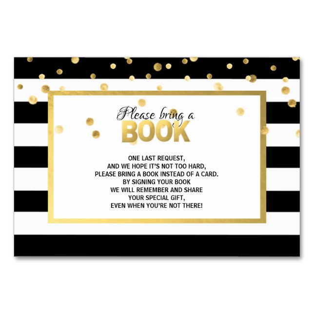 Bring a Book - Black White Baby Shower Cards (Front)