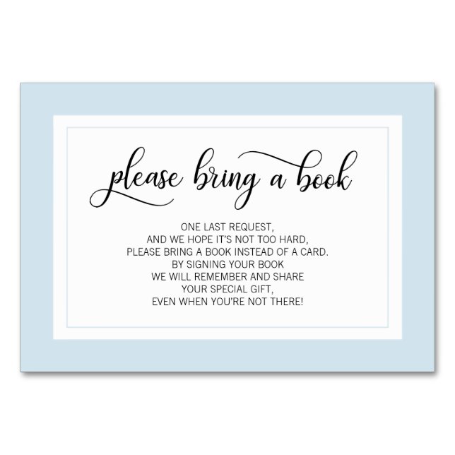 Bring a Book - Blue White BOY Baby Shower Cards (Front)