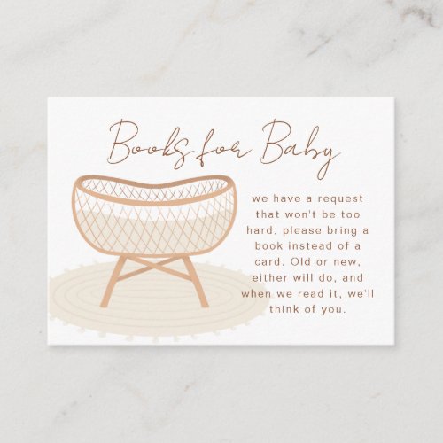 Bring A Book Boho Nursery Baby Shower Rattan Crib Enclosure Card