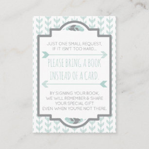 Bring A Book Card, Aztec, Arrows, Baby Shower Enclosure Card