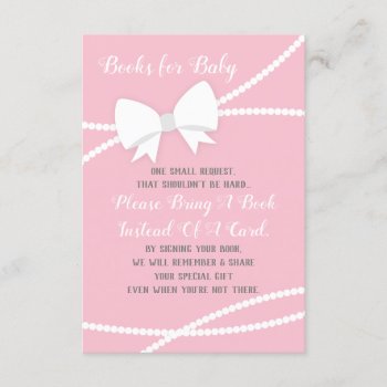 Bring A Book Card  Baby Shower  Pink  Gray Enclosure Card by DeReimerDeSign at Zazzle