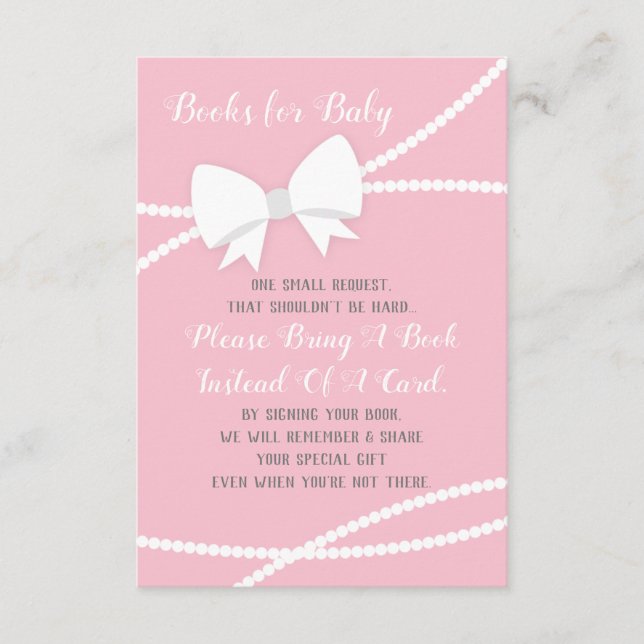Bring A Book Card, Baby Shower, Pink, Gray Enclosure Card (Front)
