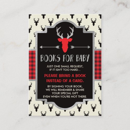 Bring A Book Card Buffalo Plaid Baby Shower Enclosure Card