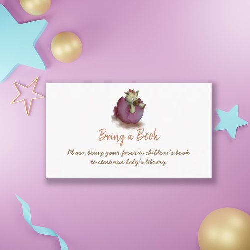 Bring a book card for baby girl Cute baby dragon