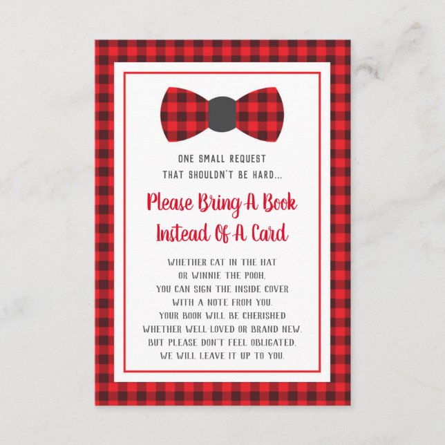 Bring A Book Card, Little Man, Baby Shower Enclosure Card (Front)