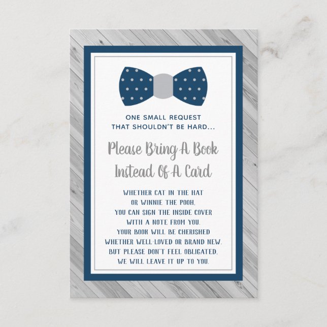Bring A Book Card, Little Man, Baby Shower Enclosure Card (Front)