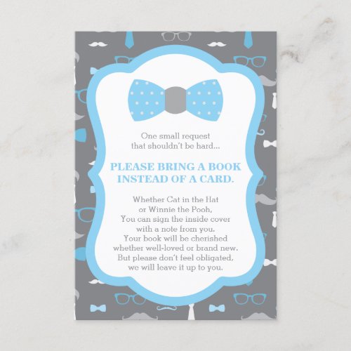 Bring A Book Card Little Man Baby Shower Enclosure Card