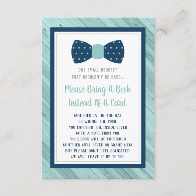 Bring A Book Card, Little Man, Baby Shower Enclosure Card (Front)