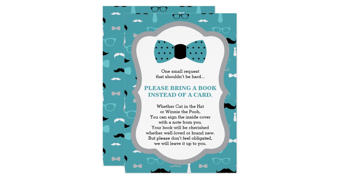 Bring A Book Card Little Man Baby Shower Invitation Zazzle Com